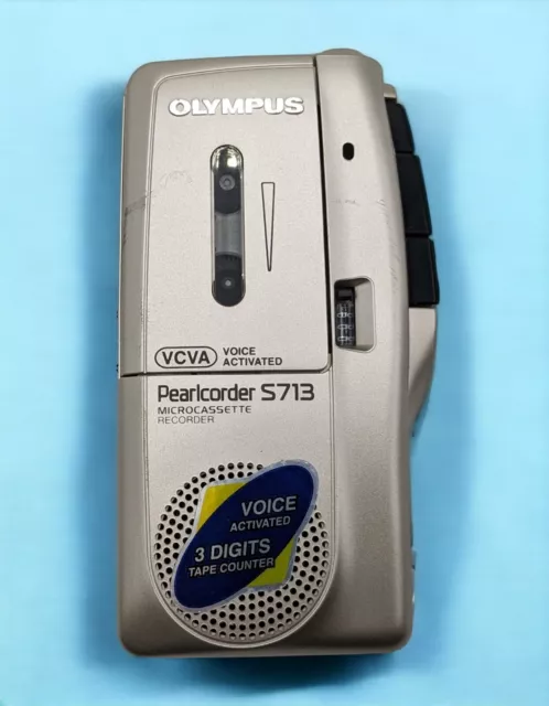 Olympus Pearlcorder S713 Voice Activated Audio Recorder Microcassette TESTED
