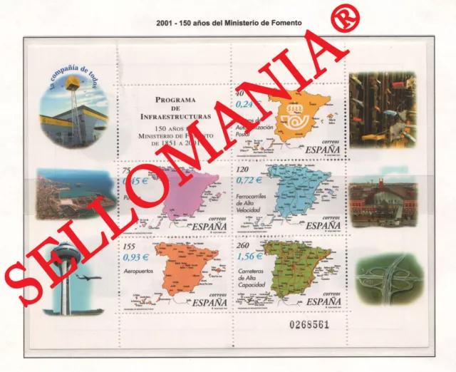 2001 Fomento Infraestructuras Infrastructures  3855 ** Mnh Hb Sheet Tc22029