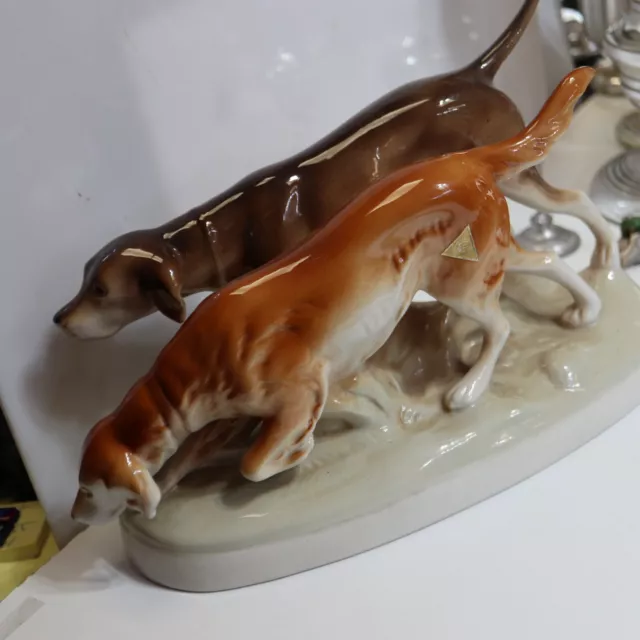 Royal Dux Jagd Hundegruppe Porzellanfigur, 30 x 18 cm, bunt