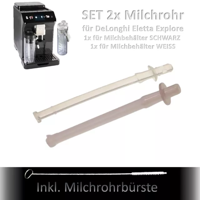 DeLonghi Milchrohr Eletta Explore SET 1x für weiß 1x für schwarz, Schlauchbürste