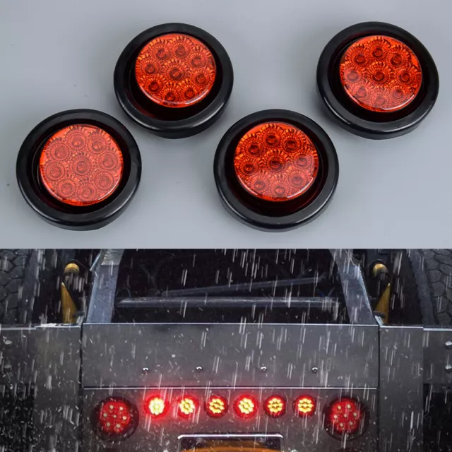 4pcs 2" Round LED Side Marker Light for Car Truck Trailer Van Caravan Universal