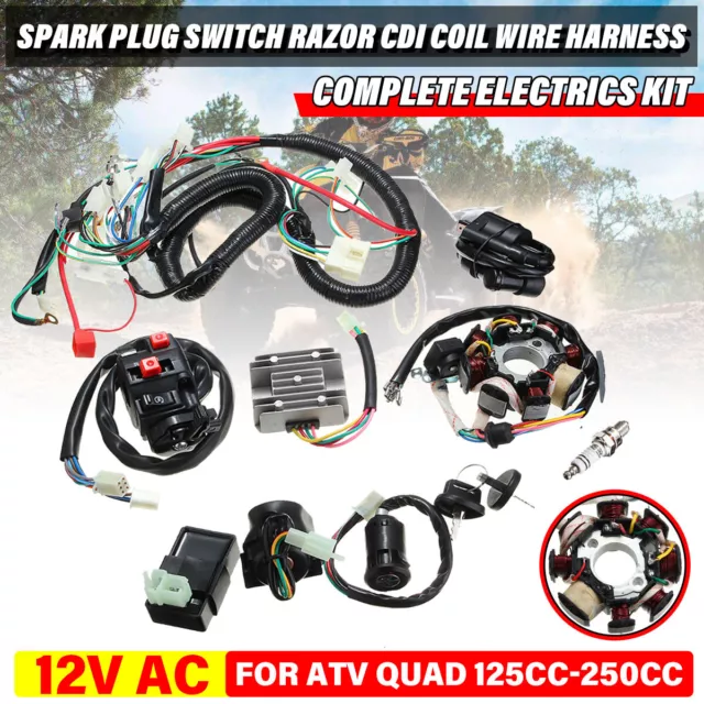 Full Electrics CDI Coil Wire Wiring Harness Loom For ATV QUAD 125CC-250CC