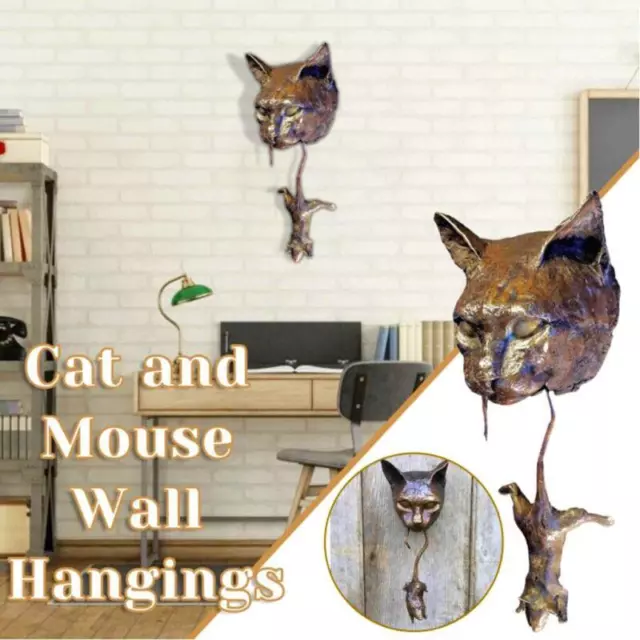 Outdoor Garden Statue - Wall Mountable Cat Shape Sculpture for Decor