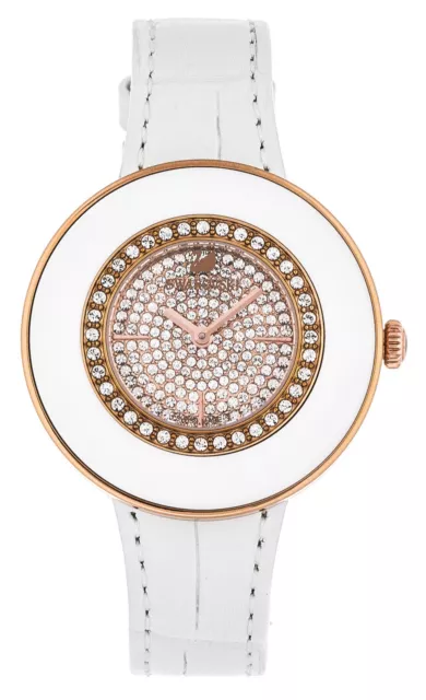 Swarovski Octea Dressy White Rose Gold Steel White Leather Women's Watch 5095383