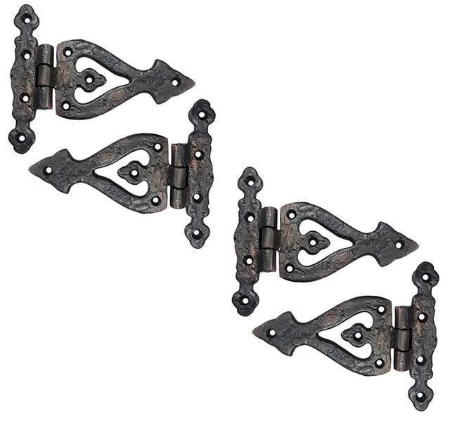 "Alleluia" Antique Cast Iron Vintage T Hinges For Barn Door Gates - Pack Of 4