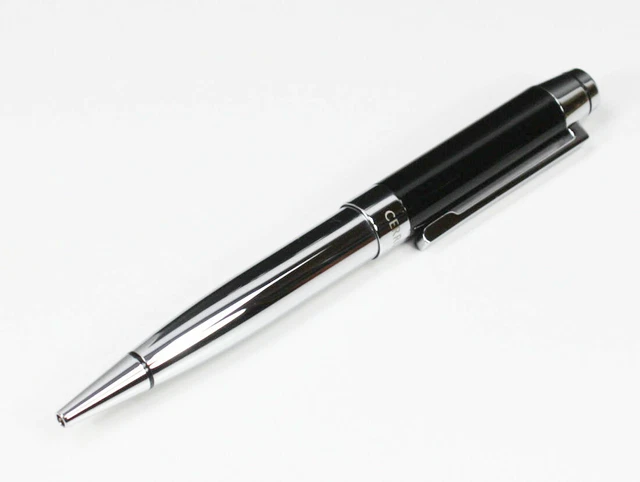 Cerruti 1881 Heritage Kugelschreiber – Schwarz-chrom, Blaue Tinte, 13,5 Cm, Edles Schreibgeschenk