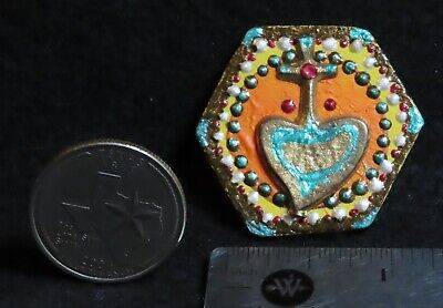 Dollhouse Miniature Bronze Tone Heart Corazon Wall Milagro 1:12 Purple Blue 8262