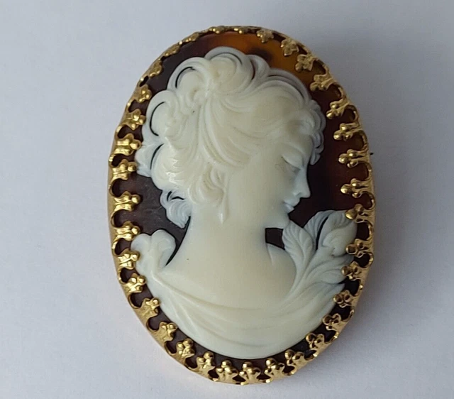 Broche Fantaisie Vintage Métal Doré Strass Fleur - Style Art Nouveau Vers 1900 - Occasion