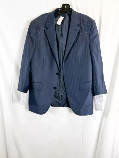 Zegna stripe Blue wool mens two button jacket size 52R $3695