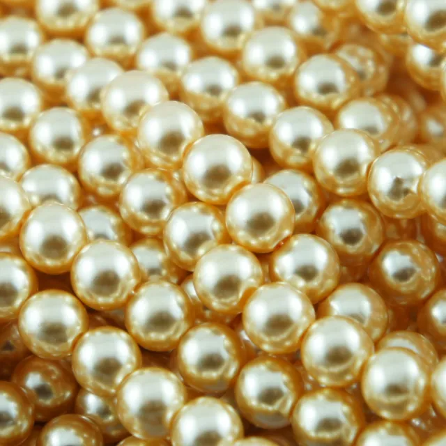 140pcs 6mm Bright Yellow Color Faux Imitation Acrylic Round Loose Pearl Beads
