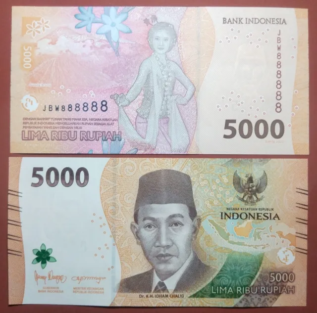 Indonesia Banknote 5000 5.000 Rupiah 2022 Solid S/N 'JBW 888888'-(UNC)-P164