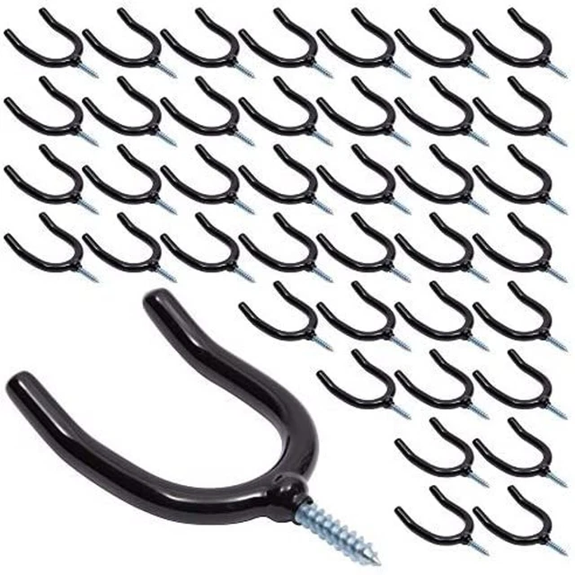 20 Pack Black U Hooks with 20 Anchors for Garage Tools Workshop (4 Inches)