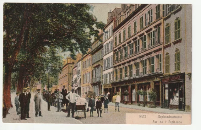 METZ - Moselle - CPA 57 - Rues - rue de l' Esplanade Commerces Carte couleur