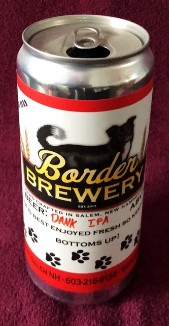 Border Brewery, Salem NH, 32 Oz Growler Beer Can