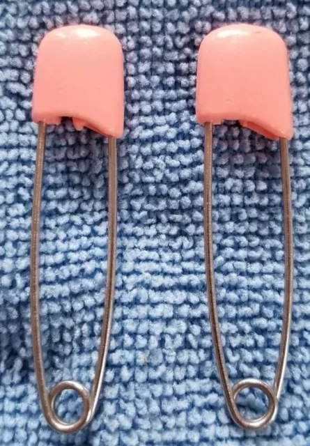 Juego de 2 alfileres de pañales de tela vintage de seguridad de la década de 1960