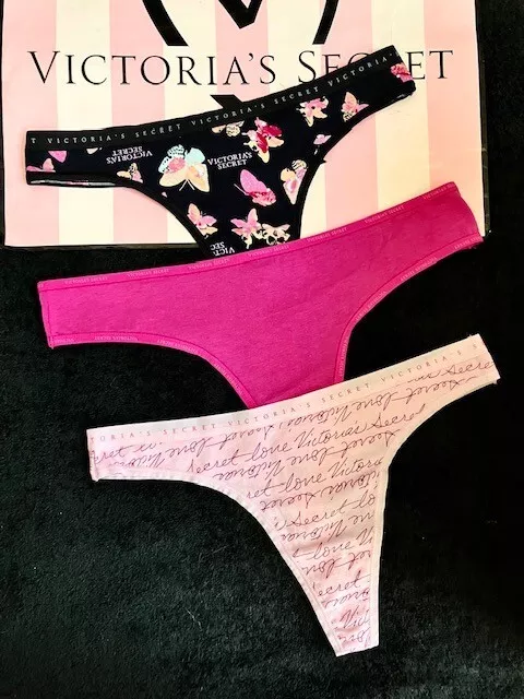 NWT VICTORIAS SECRET PINK Cotton Wide Logo Hipster -LOT OF 3- Panties Size  M NEW $28.50 - PicClick