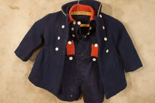 Antique Wool Childs Winter Cold Weather Button Coat Shirt Shorts Outfit Complete