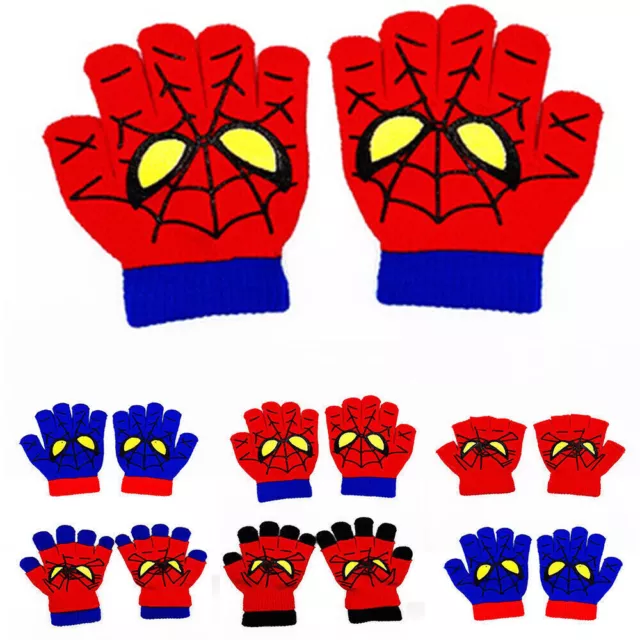 Cartoon Spiderman Kids Boys Gloves Warm Winter Knitted Thermal Glove Mitten .