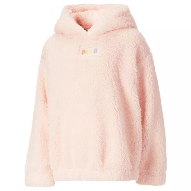 Puma Sherpa Hoodie Kids Big Girls Casual Jacket Sweater Pink Size XL (16) 3