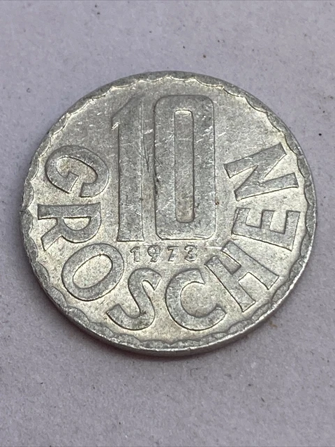Austria - 10 Groschen Aluminium Coin - 1973