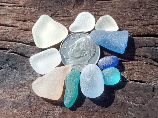 Genuine Surf Tumbled Sea Glass Pieces JQ Perfect.Blues,teals,Yellows JQ Perfect