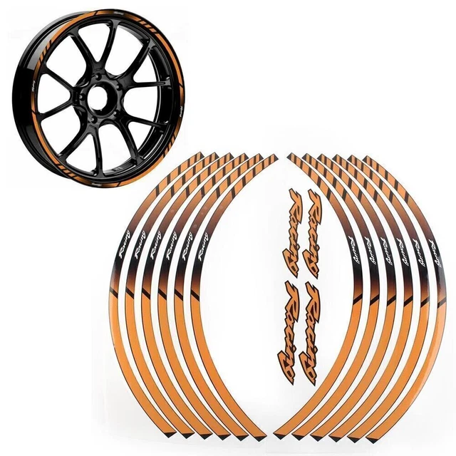 17" 18" Orange Motorcycle Wheel Rim Tape Decal Stripes Sticker Universal fit