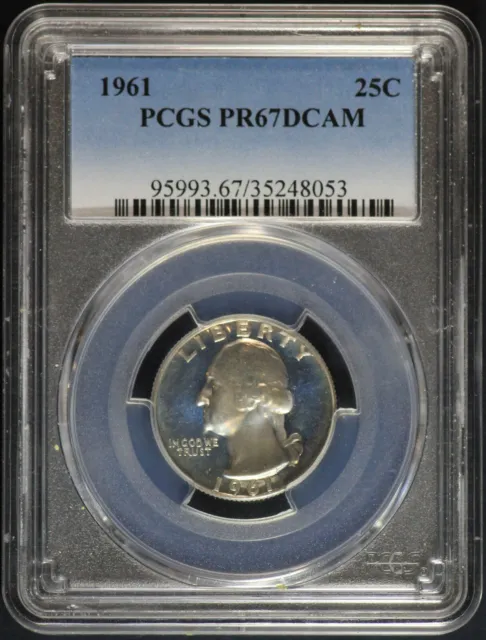 1961 PCGS Proof Washington Quarter PR67DCAM Proof 67 Deep Cameo