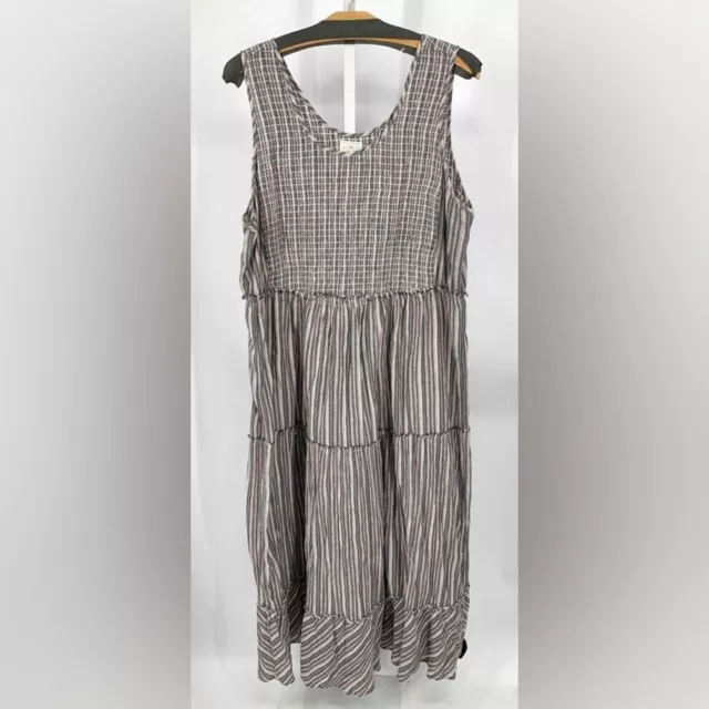 CASLON Smocked Carlita Multi Stripe Maxi Dress Sleeveless Size Small Petite