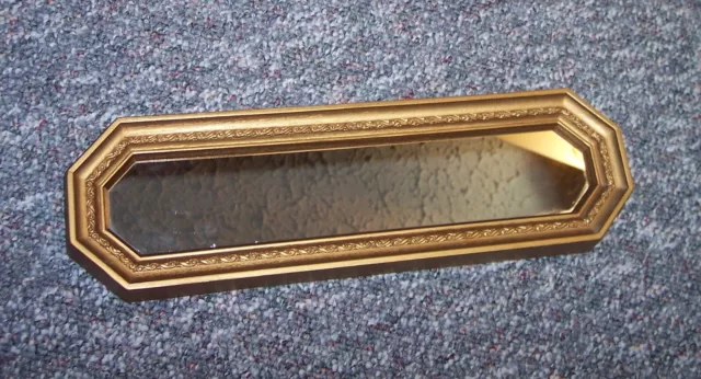 Vintage Homco Gold Rectangle Accent Mirror 17 3/4" x 5 1/4" USA  Farmhouse GUC