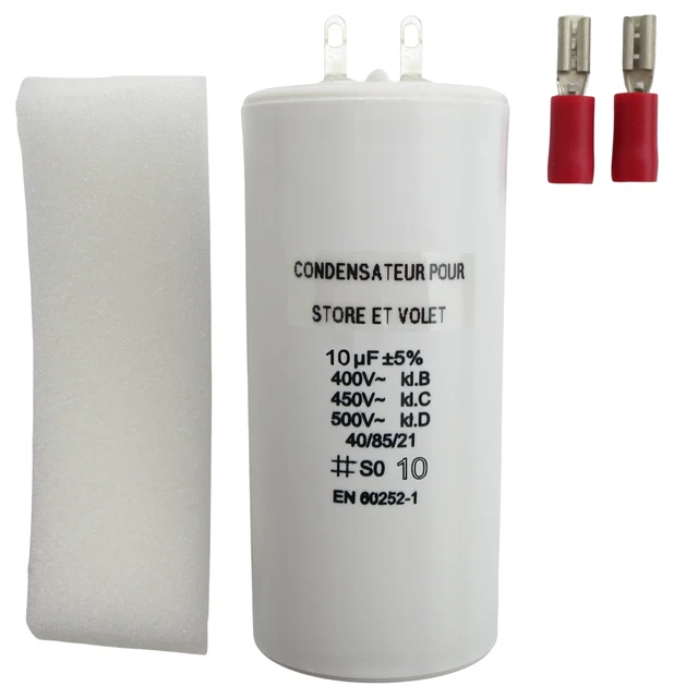 Condensatore Per Motore 10&micro;F 450V - 35x65mm, Per Avviamento Motori Elettrici