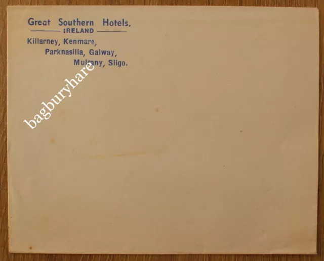 Envelope: Great Southern Hotels, Ireland. Killarney Kenmare Parknasilla Galway