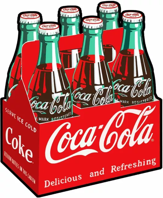 Coca Cola Six Pack Carton Of Coke 20" Heavy Duty Usa Made Metal Advertising Sign