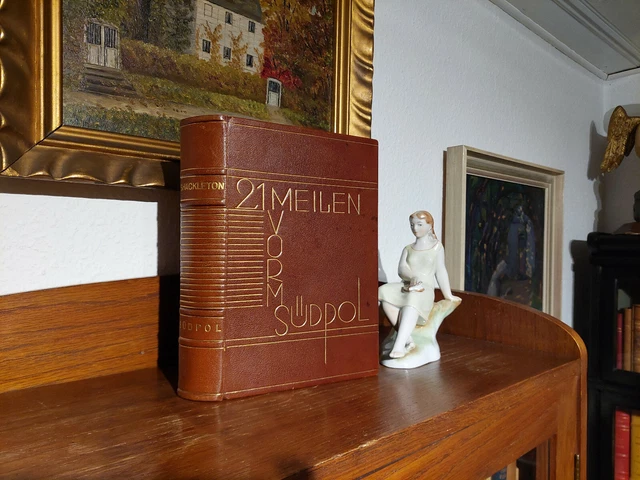 SHACKLETON+SÜDPOL EXPEDITION 1907 Luxusausgabe MEISTEREINBAND Leder Handeinband