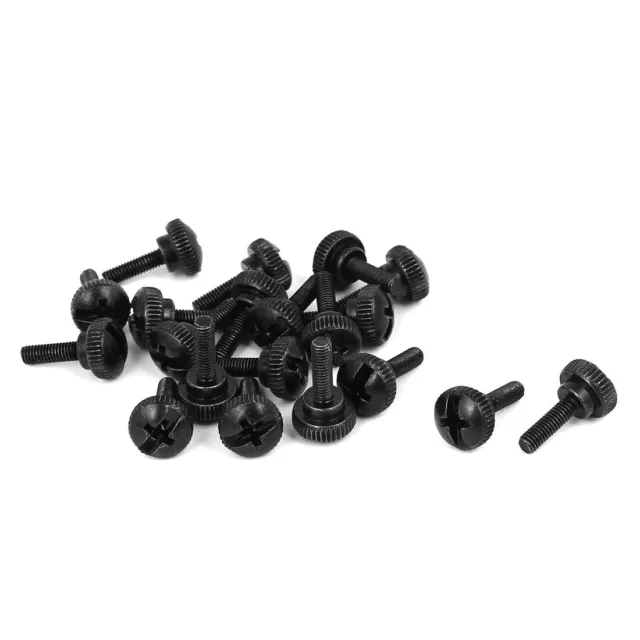 M3 x 10mm Knurled Phillips Head Thumb Screw Black 20pcs for Computer PC Case