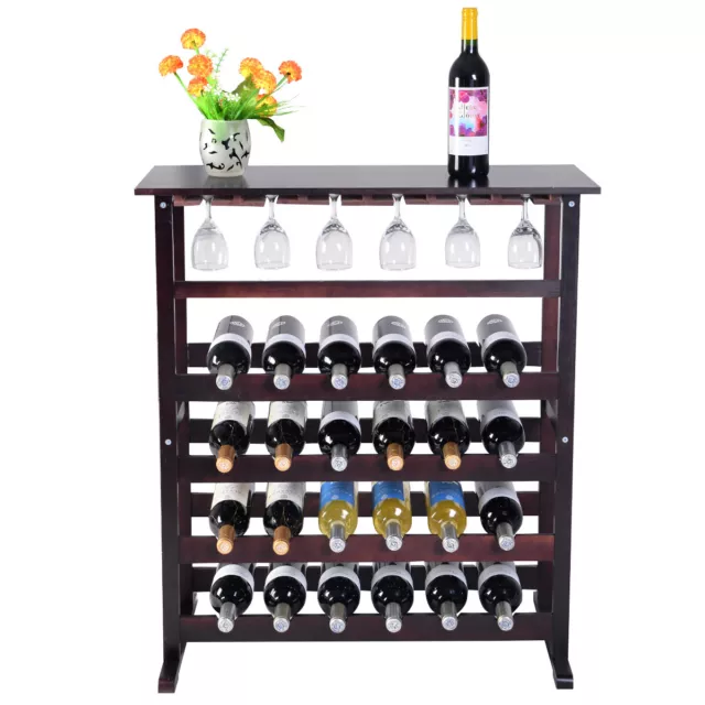 Étagère à vin Casier à vin 24 bouteilles Range bouteille avec 6 supports de ver