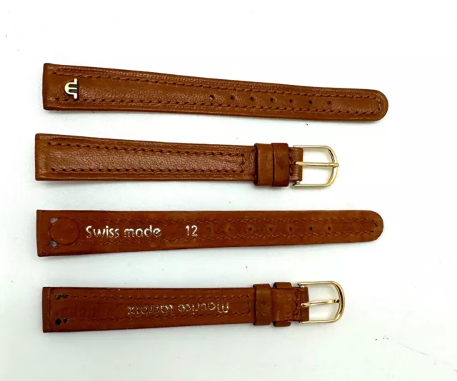 12mm Maurice Lacroix Brown Calfskin Leather Band w Buckle Watch Band Strap 12/10