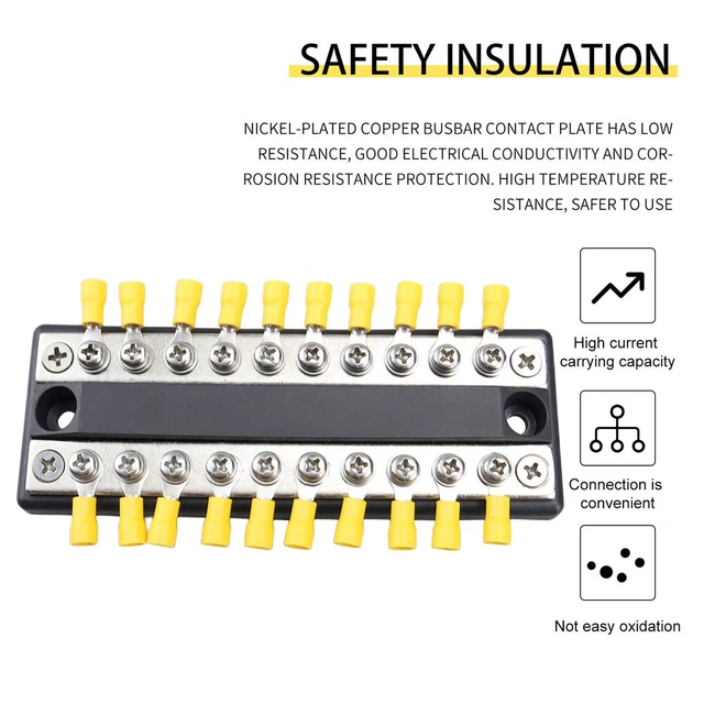 10-WAY 20-WAY BUSBAR Terminal Block 100A Busbar Power Case M4 for Auto ...