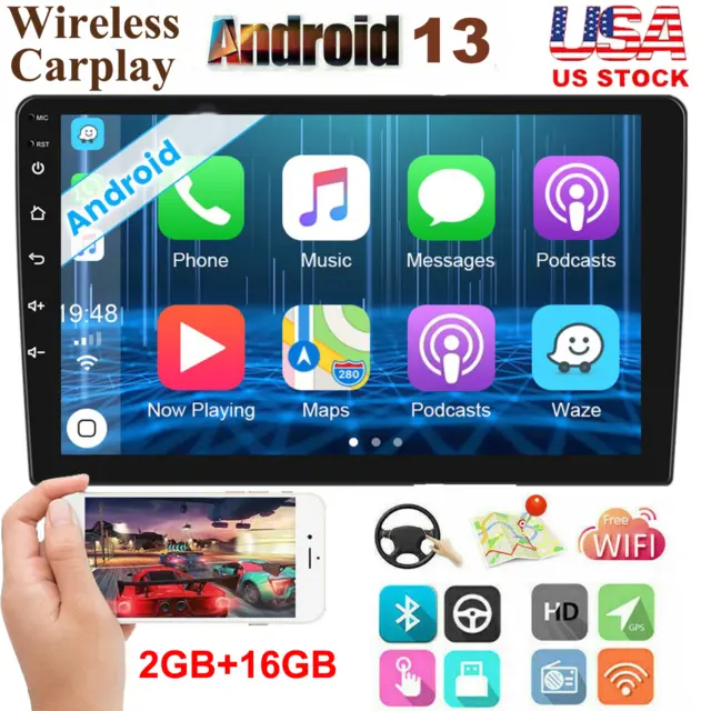 10.1" Android 13 For Apple Carplay Car Stereo Radio GPS Navi WiFi 2 Din USA