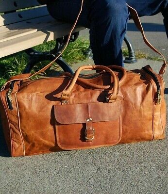 Bag Vintage Leather Duffle Travel New Gym Luggage Genuine Overnight Men's Duffel