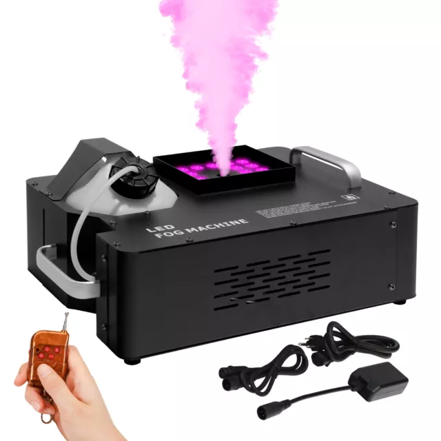 RGB LED DMX Smoke Fog Machine 1500W Stage DJ Smoke Effect Disco Fogger w/ Remote