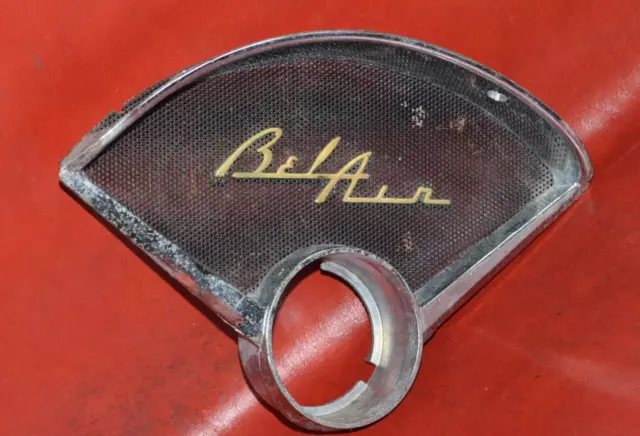 1955-56 Chevrolet Chevy Belair Dash Speaker Grill Clock Bezel 3717180 Trim Cover 1955-56 Chevrolet Chevy Belair Dash Speaker Grill Clock Bezel 3717180 Trim Cover