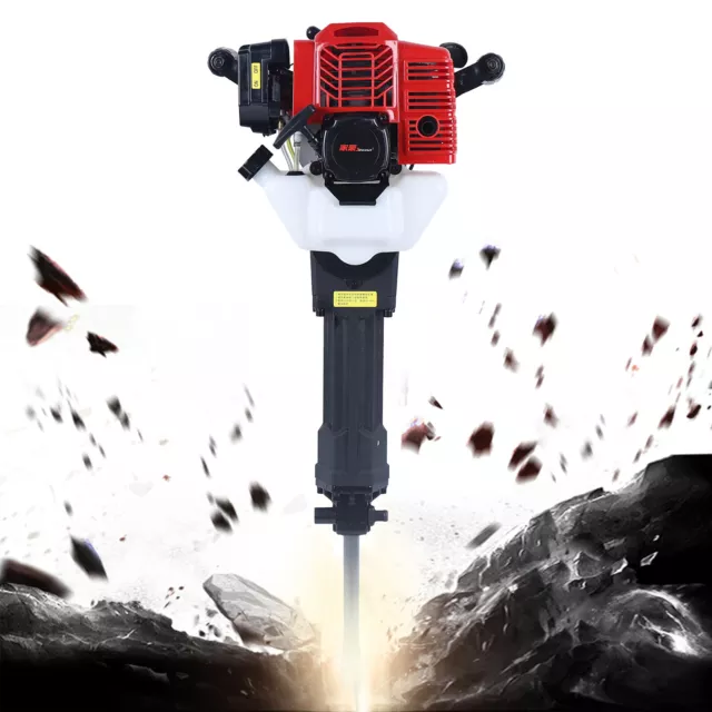 52 cc Demolition Jack Hammer Concrete Breaker Drill w/ 2 Chisel Gas-Powered