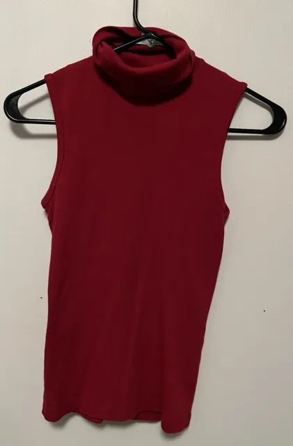 Vintage Juicy Couture Medium Red Sleeveless Turtleneck Fitted Top