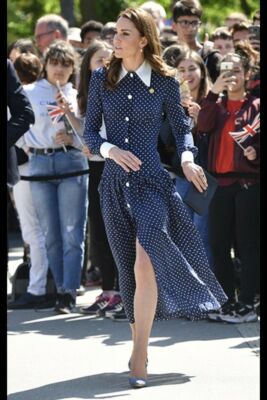 Polka dot Zara dress Kate Middleton Navy Spot Excellent Size S