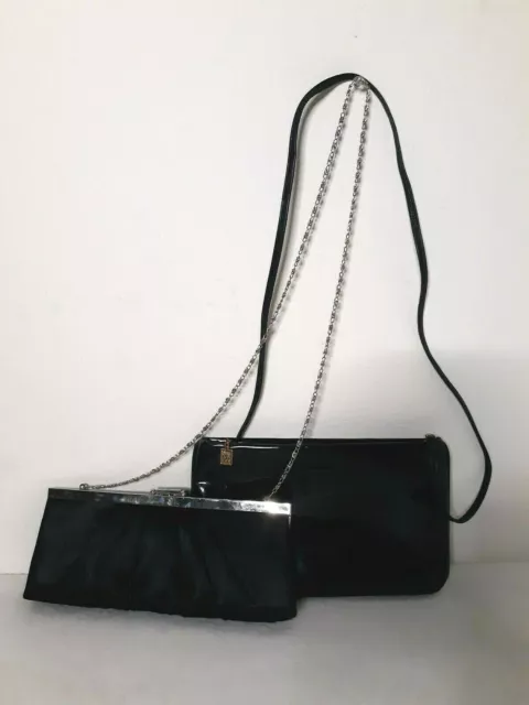 Black Handbags Lot 2 Evening Dressy Anne Klein Purse & Jessica McClintock Clutch