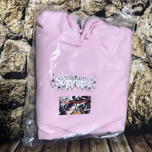 Supreme Bandana Box Logo Hoodie FW19 Pink Medium