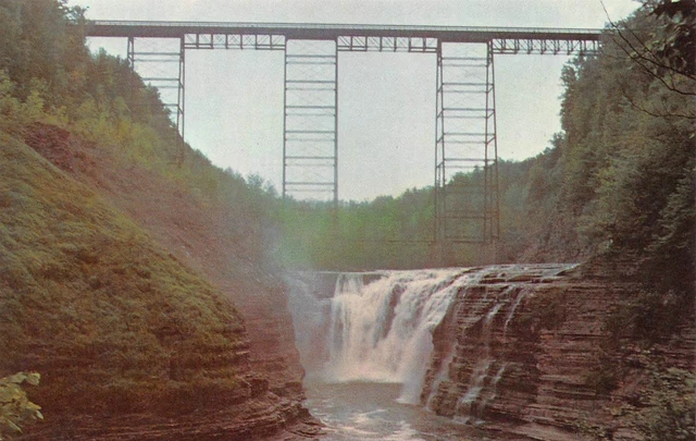Castile NY New York RAILROAD BRIDGE~Genesee River LETCHWORTH STATE PARK Postcard