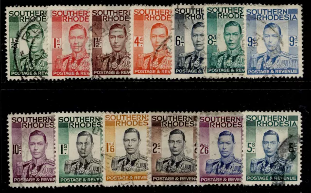 SOUTHERN RHODESIA GVI SG40-52, 1937 complete set, FINE USED. Cat £26.