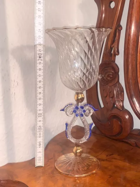 Murano Glas Kelch Pokal  ca.1890 Jahr Gold Neuwertig  Antik Wert ca.460 €