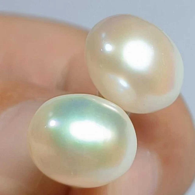 13-14MM Huge Natural AAA Baroque White pearl Earrings 14K Cultured Jewelry